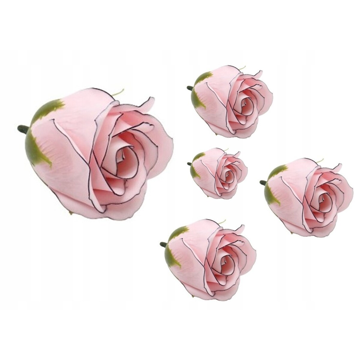 RÓŻA RÓŻOWA Z CZARNĄ OBWÓDKĄ 5szt kwiaty mydlane na bukiet stroik prezent