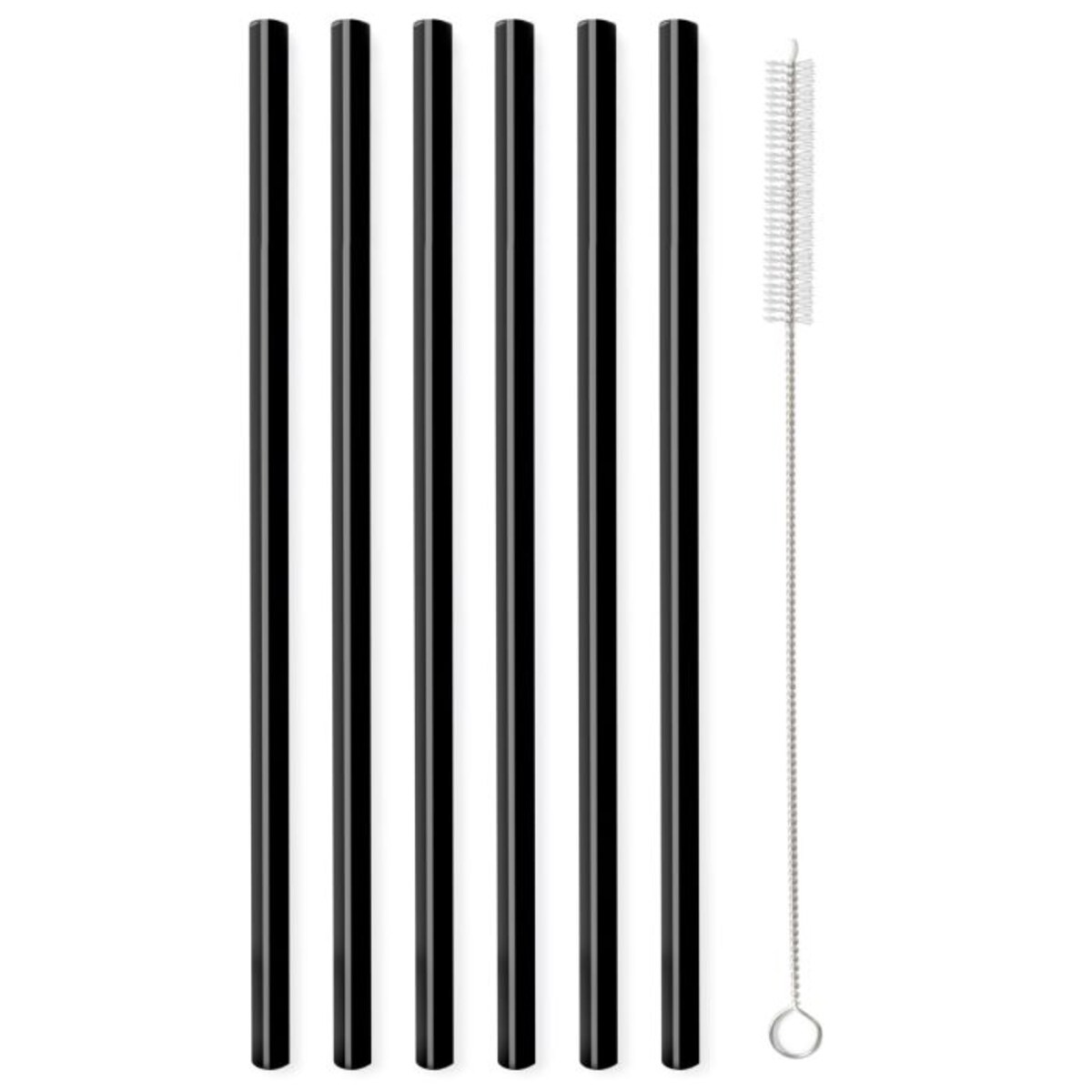 Słomki szklane czarne 20cm zestaw 6 sztuk ze szczoteczką 26599