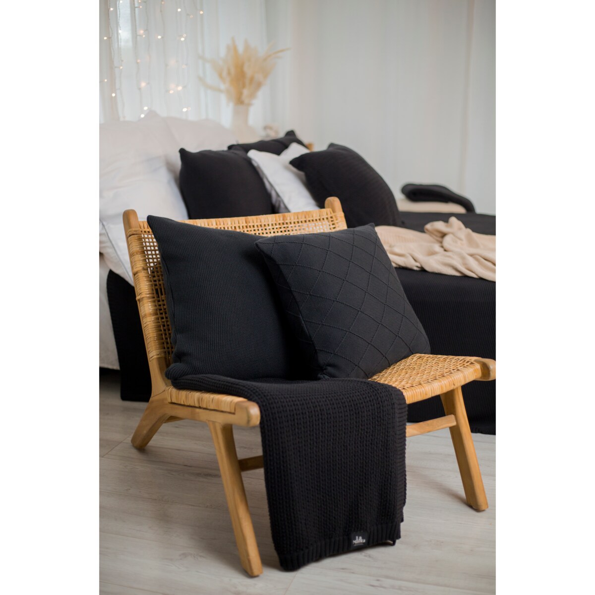 Pled boho grafitowy, 130 x 160 cm, La Manta