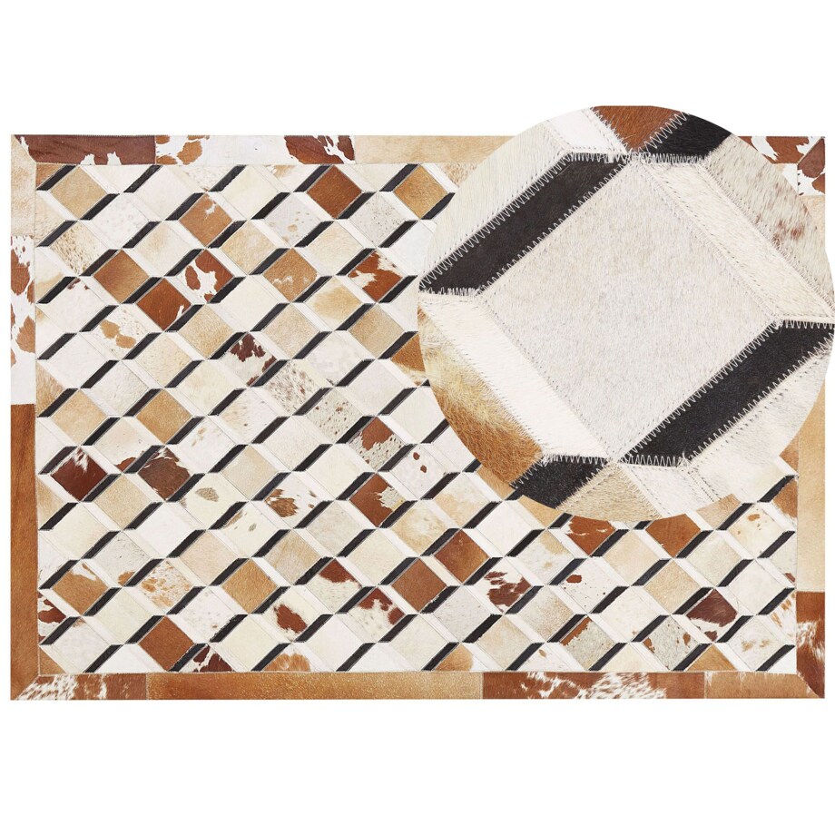 Dywan patchwork skórzany 160 x 230 cm brązowy SERINOVA