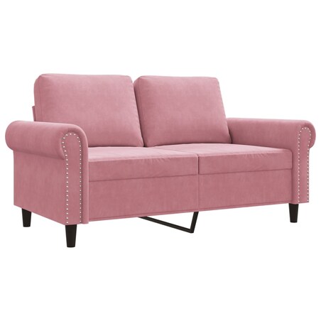 vidaXL Sofa 2-osobowa, różowy, 120 cm, tapicerowana aksamitem