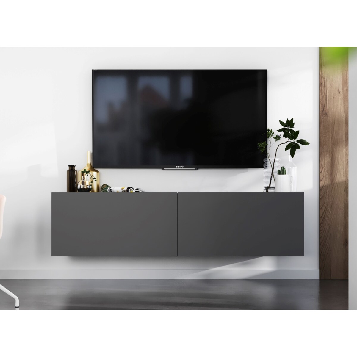 Wisząca Szafka RTV Komoda Loft Industrialna Grafit MAT 120 cm