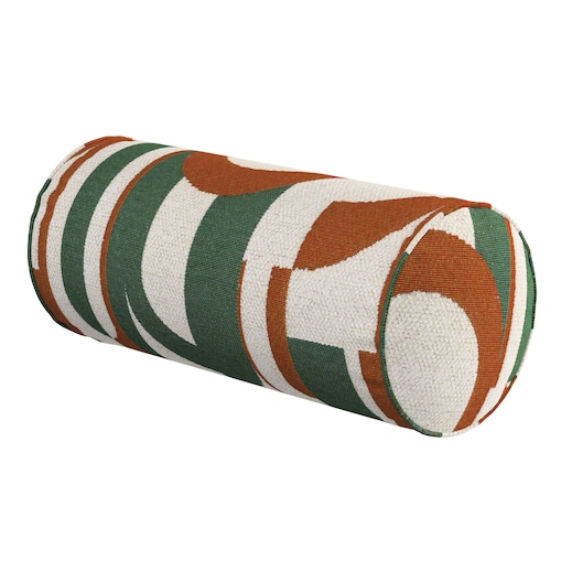 Poduszka wałek prosty, zielono-czerwony wzory na kremowym tle, Ø16 x 40 cm, Cosy Home