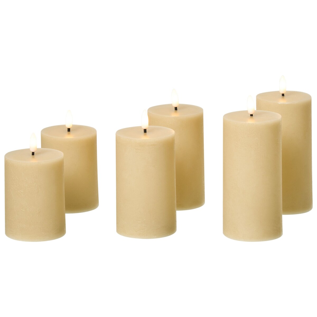 Zestaw 6 świec LED BRAISE 10/13/15 cm Beżowy