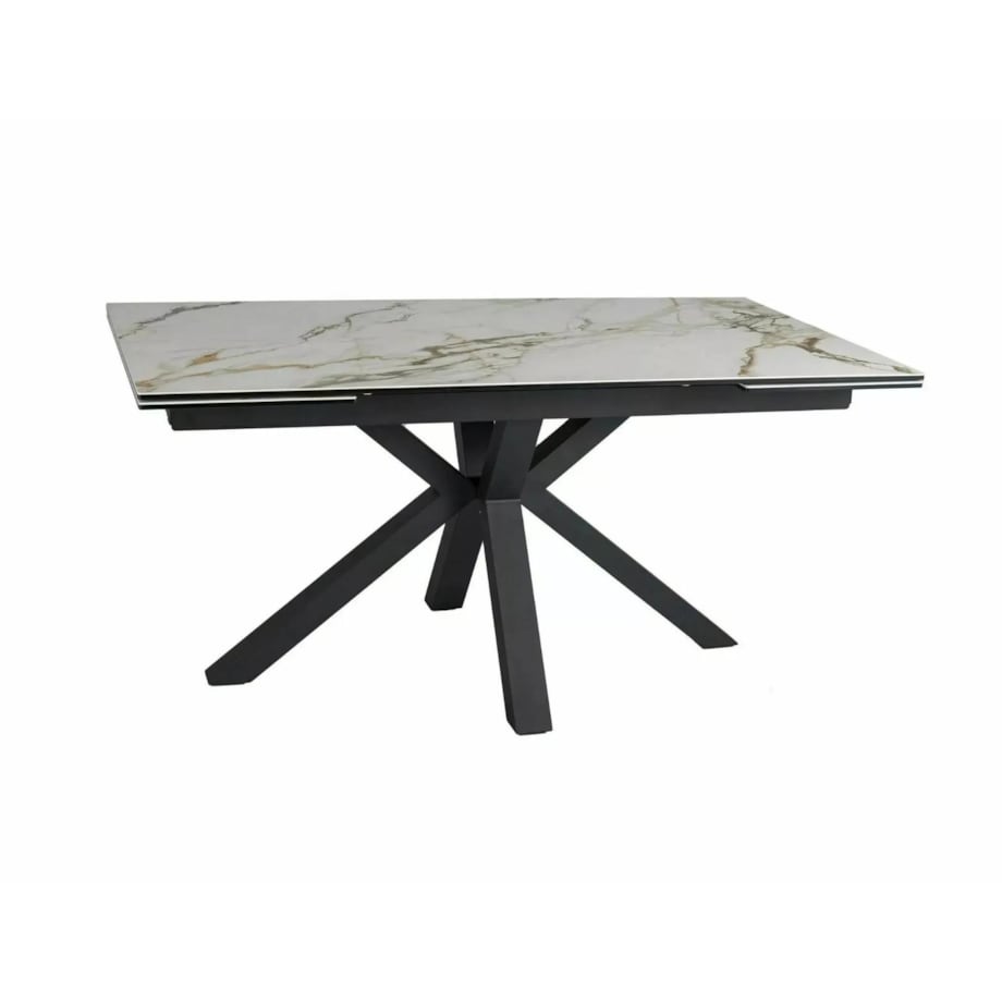 Stół rozkładany COLUMBUS CERAMIC 160(240)x90 biały/czarny mat