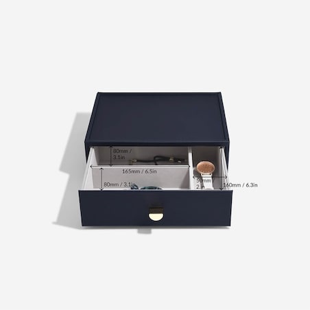 Szkatułka na biżuterię Stackers 3 komorowa classic granatowa z szufladą