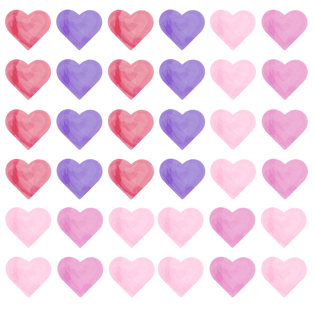 Naklejki Ścienne Dla Dzieci Akwarelowe SERCA Różowe Serduszka ZESTAW