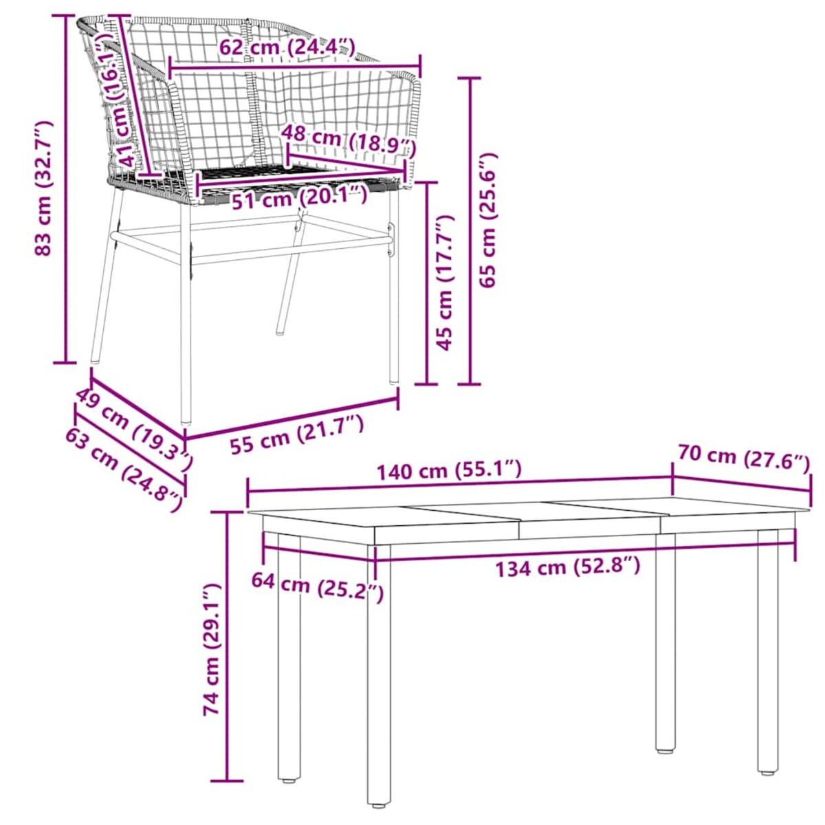 vidaXL 5-częściowy zestaw obiadowy do ogrodu, brązowy polirattan szkło