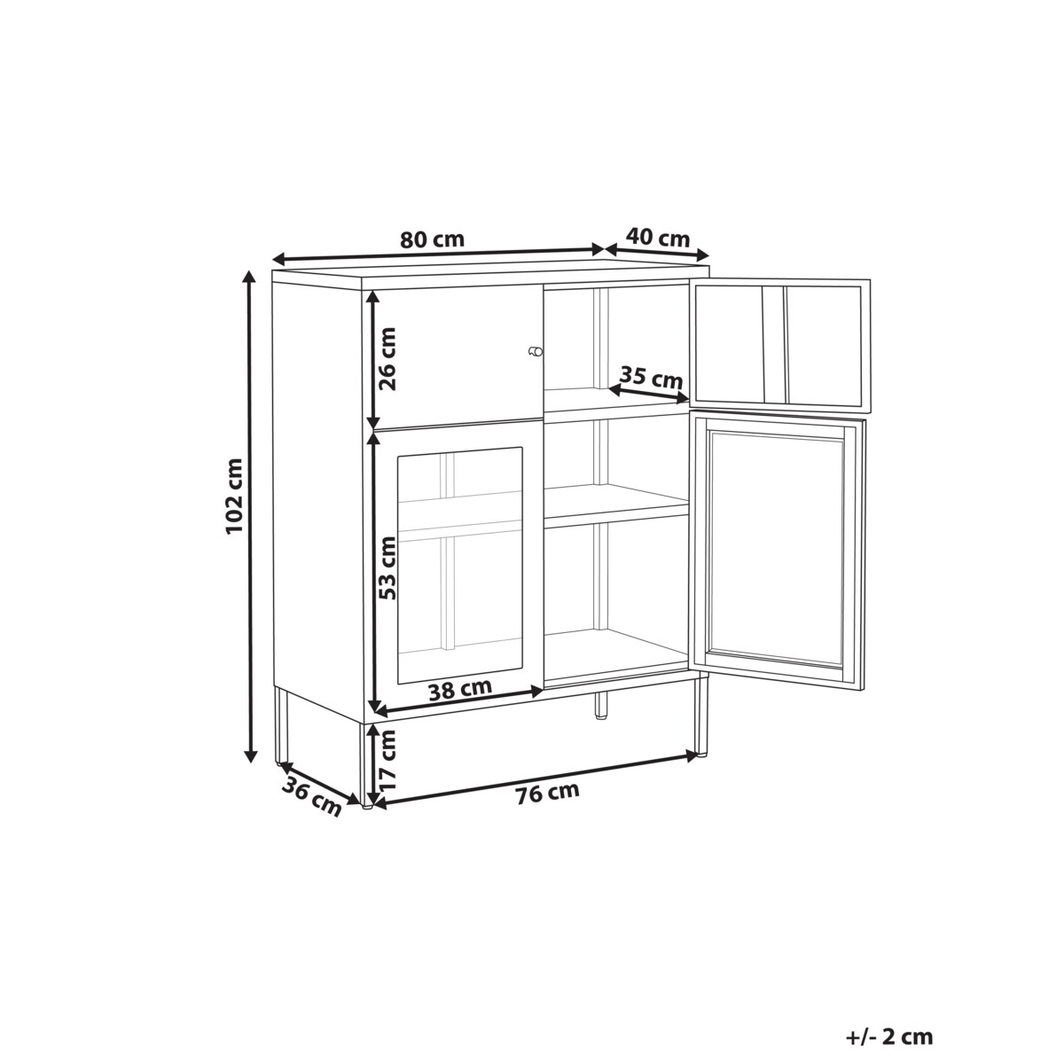 Szafka ze szklanymi drzwiami ESHOLT Metal 80 cm Biały