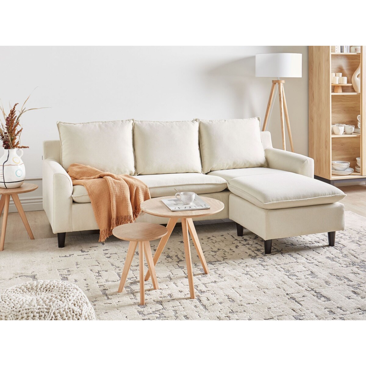 Narożnik ELVENES Jasnobeżowy Tkanina