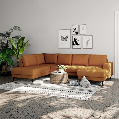 Fynn Sofa z podwójnym szezlongiem - Miodowa