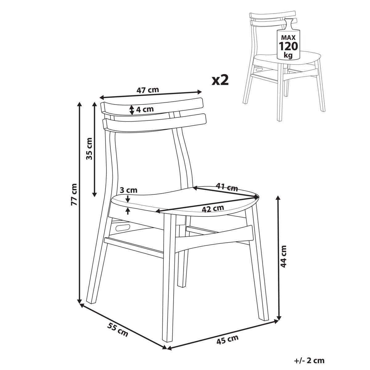 Zestaw 2 krzeseł do jadalni CYNTHIANA Jasnoszary