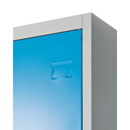 Szafa socjalna ubraniowa czterodrzwiowa z ławką ATHLETE Metal Szary/ niebieski