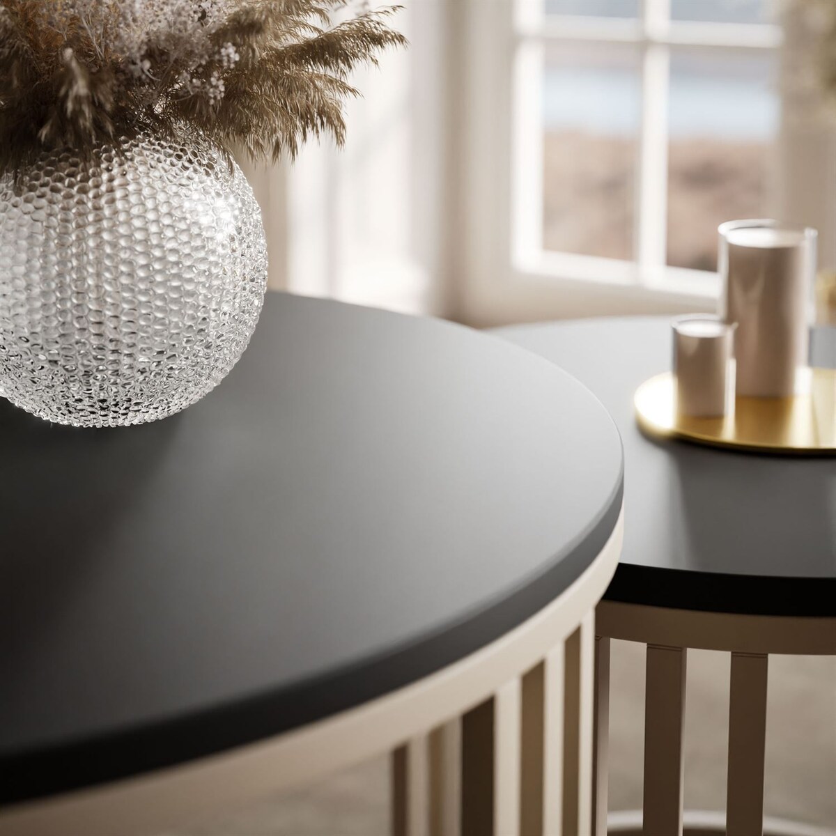 Stolik kawowy LORI 2w1 KASZMIR MAT, blat czarny mat