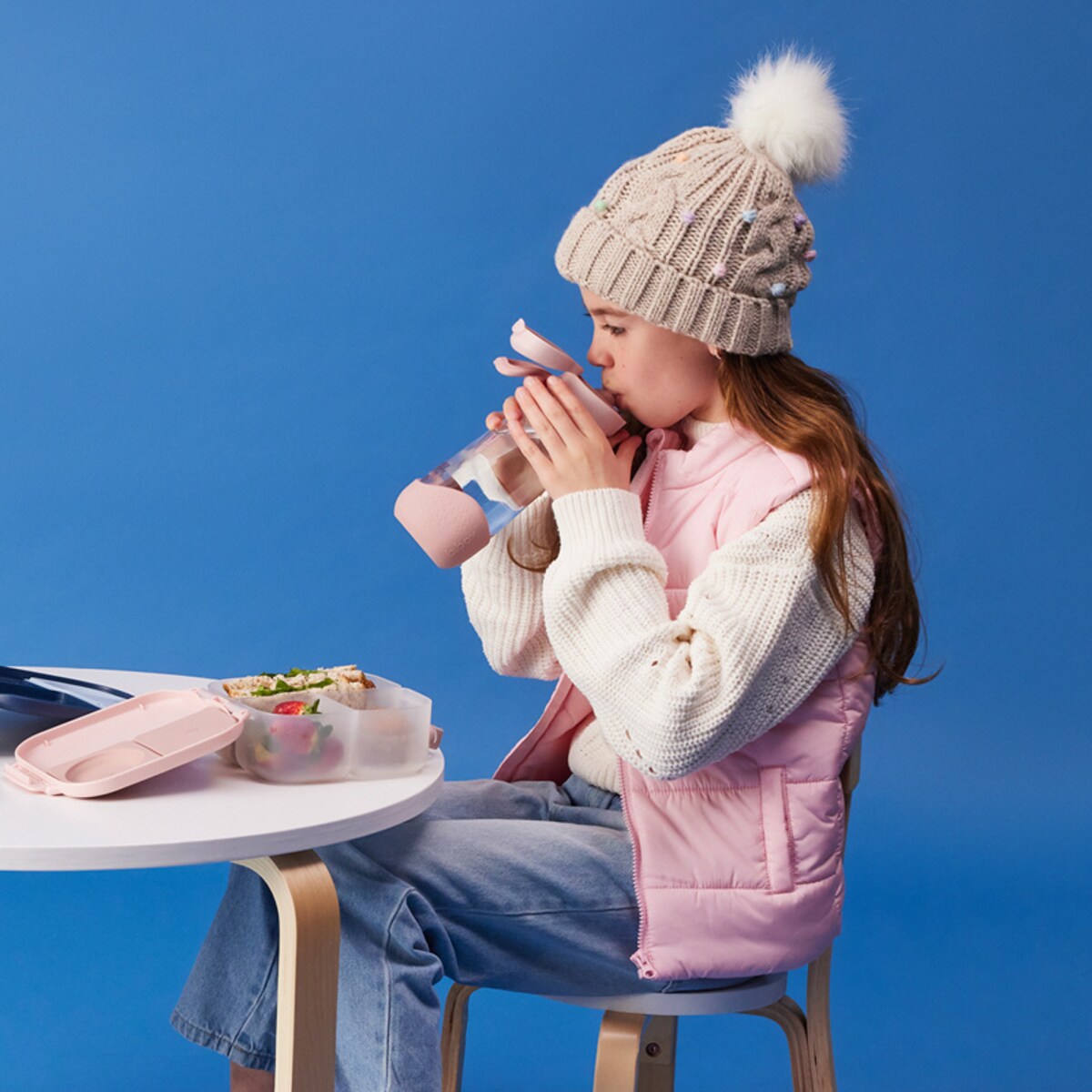 Bidon na wodę dla dziecka - butelka z ustnikiem sportowym tritanowa 600 ml Blush Crush b.box