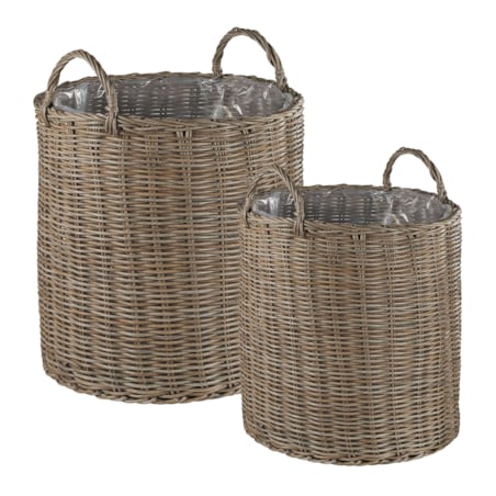 Zestaw 2 koszy na kwiaty BITOLA 40/48 cm Brązowy Technorattan