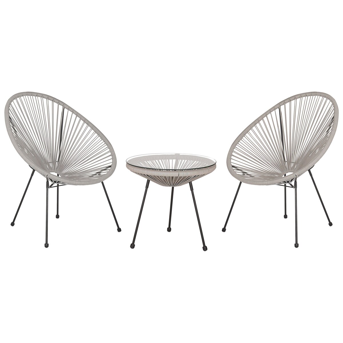 Zestaw mebli balkonowych z technorattanu jasnoszary ACAPULCO II