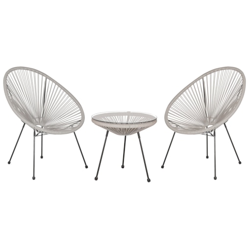 Zestaw mebli balkonowych z technorattanu jasnoszary ACAPULCO II