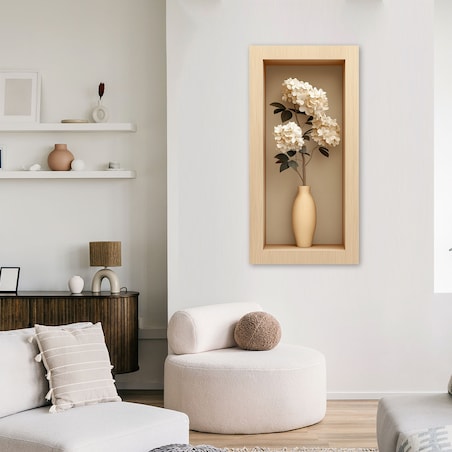 Obraz nowoczesny do salonu sypialni, Białe Kwiaty w wazonie we wnęce 60x120