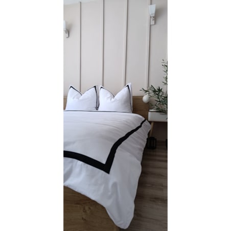 Bawełniany komplet pościeli biało czarny 200x220 + poszewki szt 2 50x60