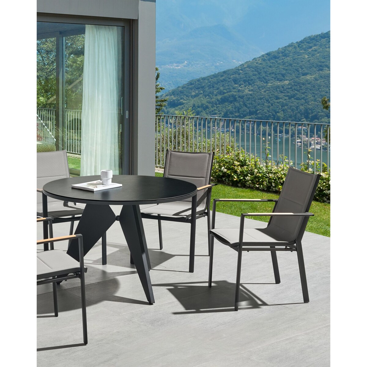 Zestaw 4 krzeseł ogrodowych czarny BUSSETO