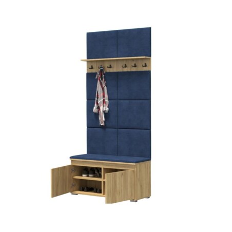 Szafka na buty z siedziskiem i wieszakiem SINGAPUR 100 dąb craft/granatowy