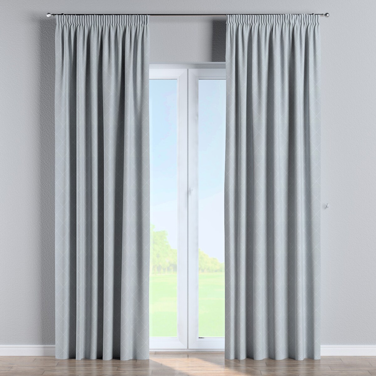 Zasłona na taśmie marszczącej 1 szt. 130x260 szaro-srebrne romby