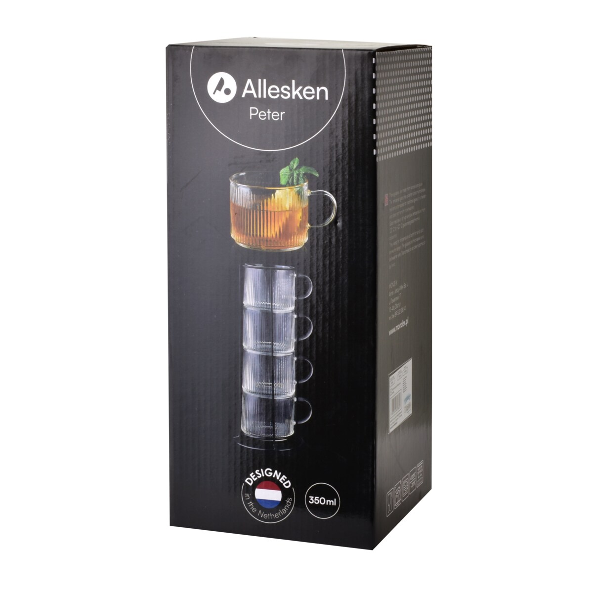 PETER Komplet 4 filiżanek na stojaku 350ml