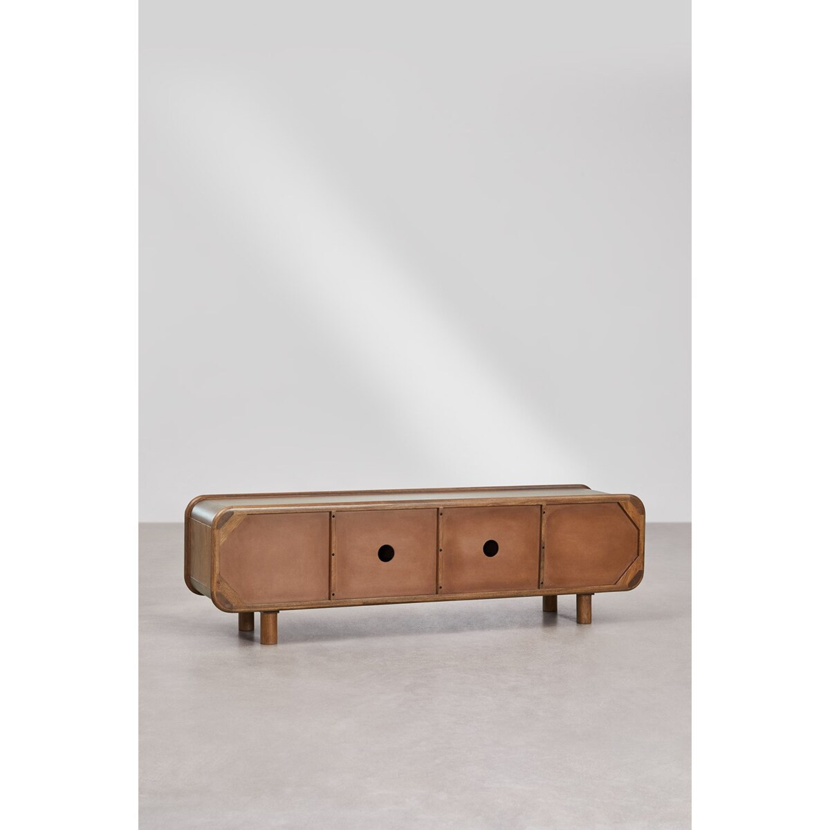 Szafka RTV 175x45 cm z ciemnego drewna mango Gina