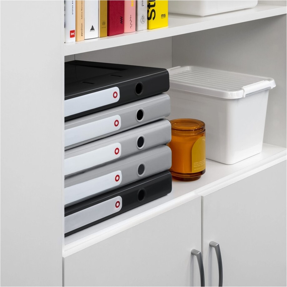 Segregator A4 Na Dokumenty Stojący 5 Cm Wąski Plastikowy Nowoczesny Jasnoszary