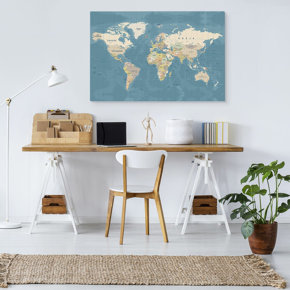 Obraz Mapa Świata Po Polsku 40x30cm