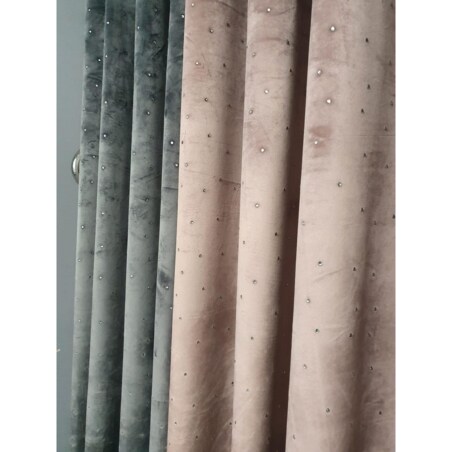 zasłona welurowa "full crystal" 140x250 cm przelotki brudny róż