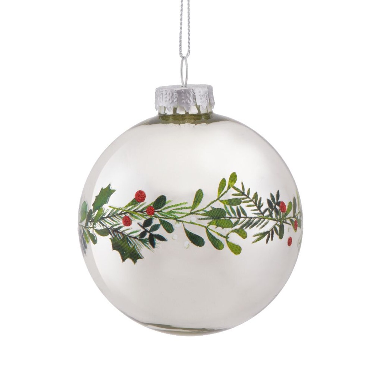 VILLA ITALIA Bombka srebrna dekorowana 8 cm