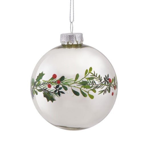 VILLA ITALIA Bombka srebrna dekorowana 8 cm