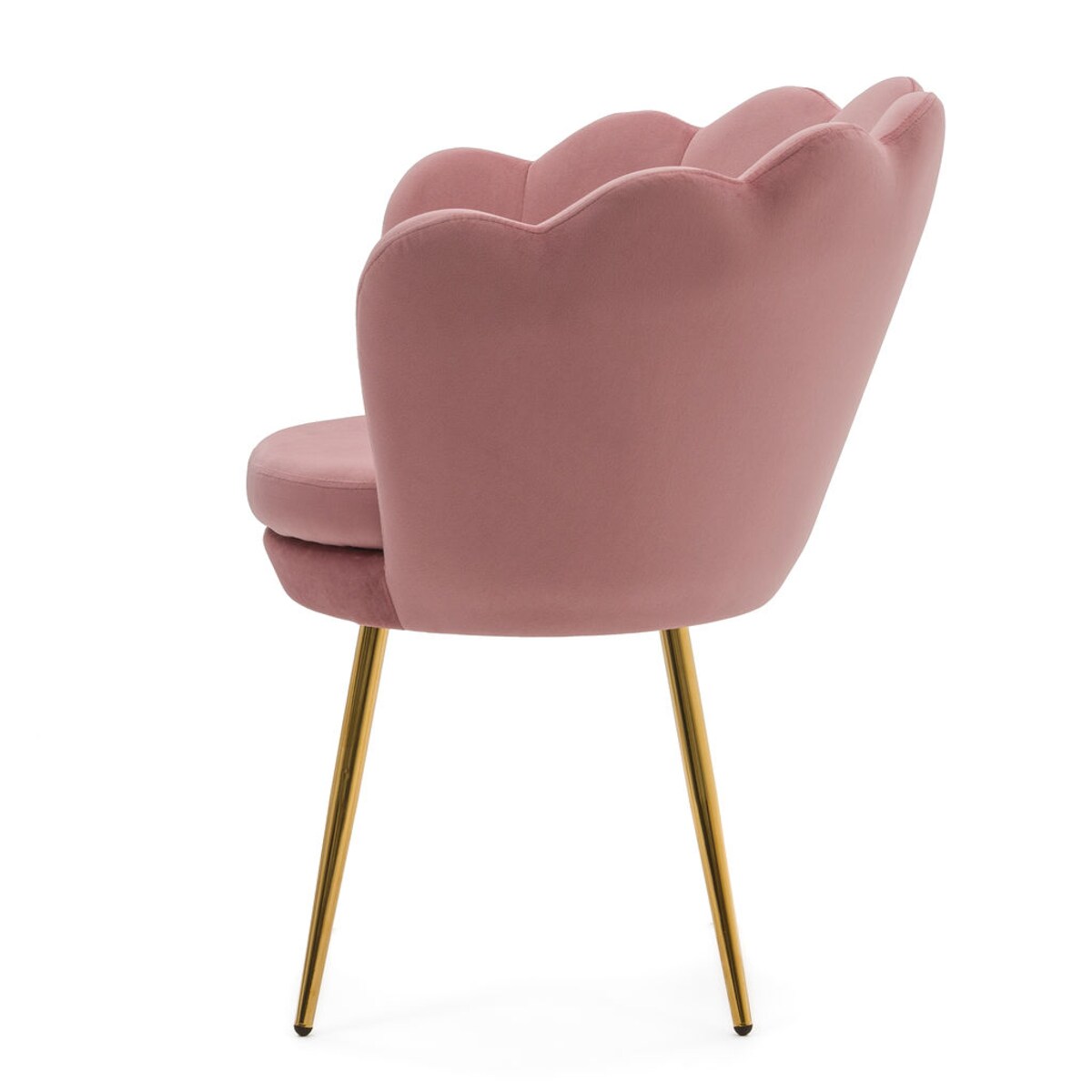 Muszelka krzesło welurowe różowe SHELL złote nogi do toaletki salonu biura