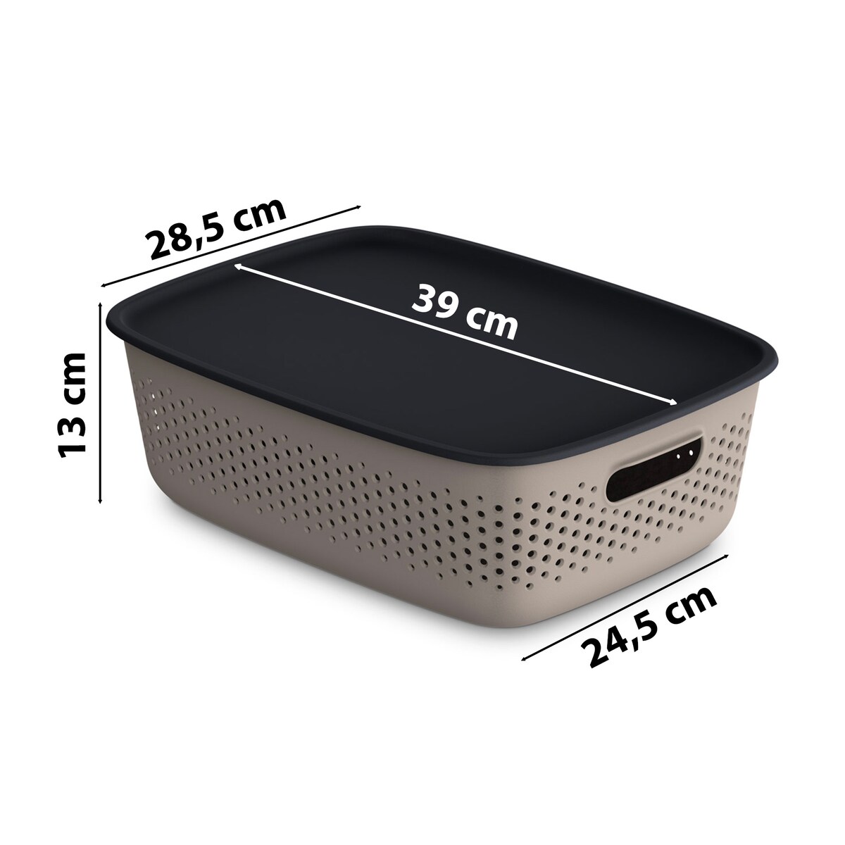 3X Pojemnik Plastikowy Ażurowy Pudełko Z Pokrywą Pojemniki Box 10L Brązowy