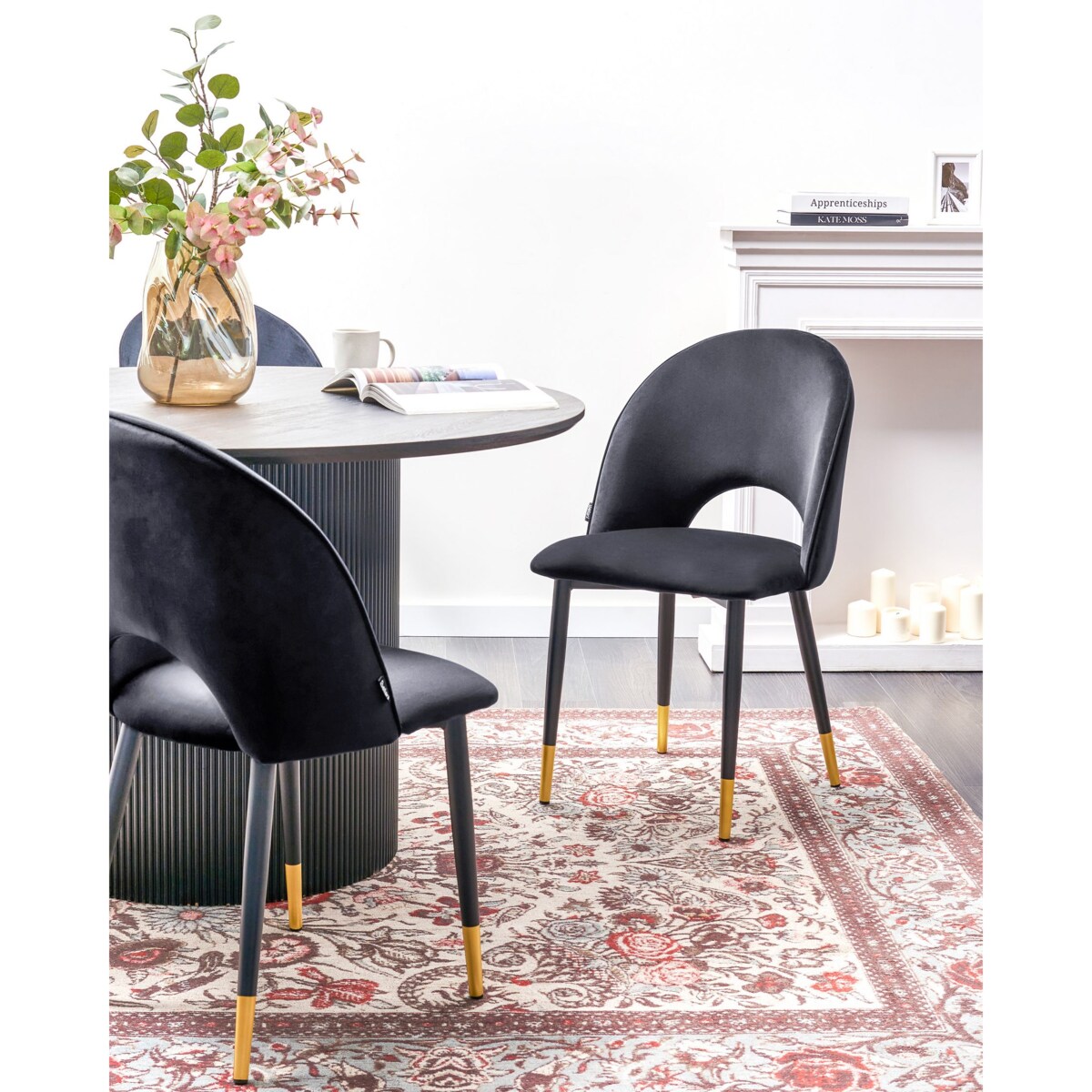 Zestaw 2 krzeseł do jadalni welurowy czarny MAGALIA