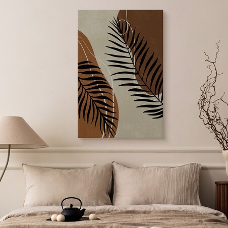 OBRAZ DO SALONU LIŚCIE PALMOWE STYL BOHO NATURA ABSTRAKCJA 80x120cm