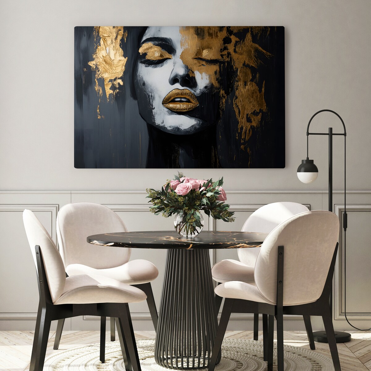 OBRAZ NA PŁÓTNIE DO SALONU ABSTRAKCYJNY PORTRET KOBIETY STYL GLAMOUR 70x50cm