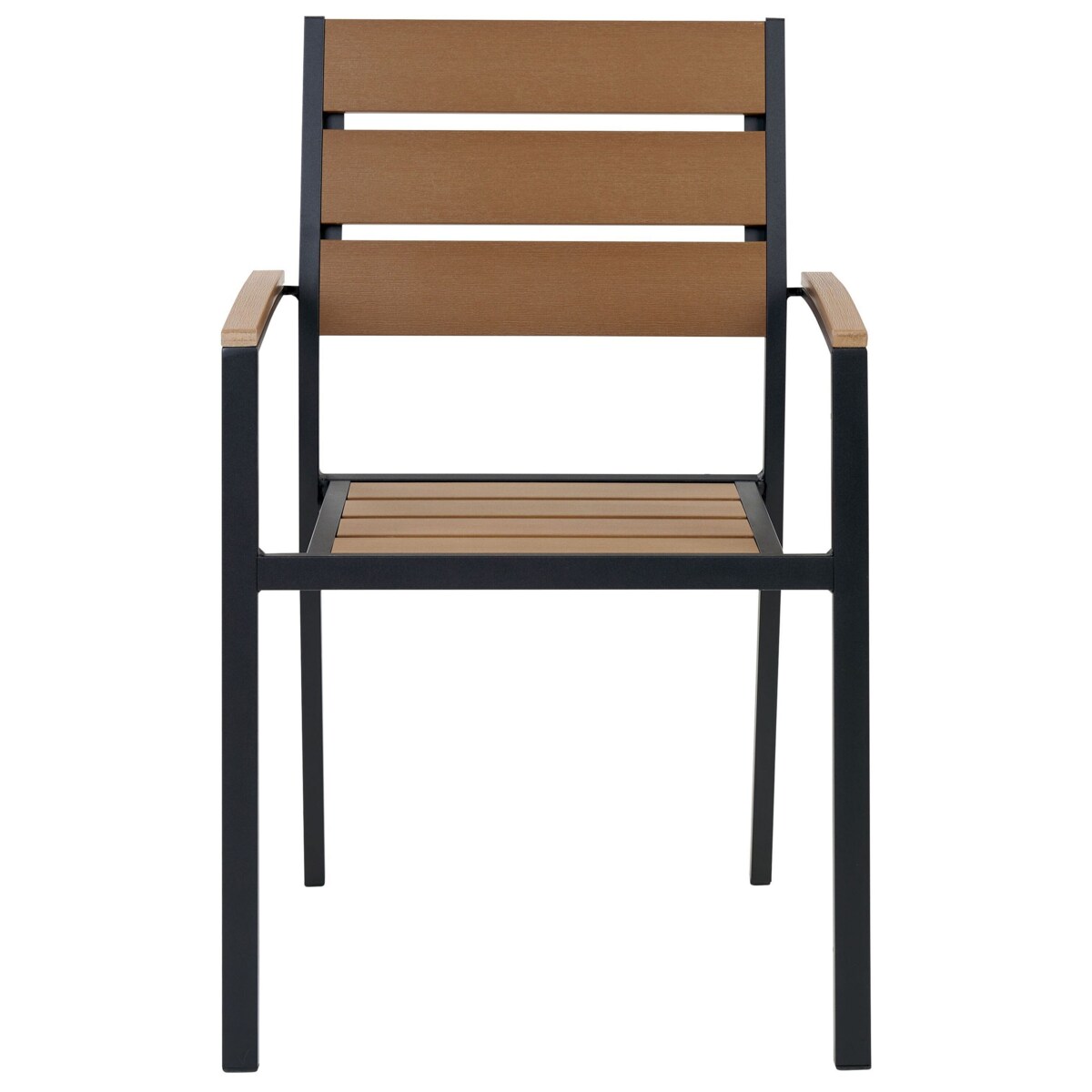 Zestaw 6 krzeseł ogrodowych jasne drewno z czarnym VERNIO