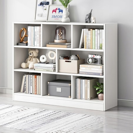 Regał otwarty stojący nowoczesny biały półka szafka komoda 8 półek 100 cm