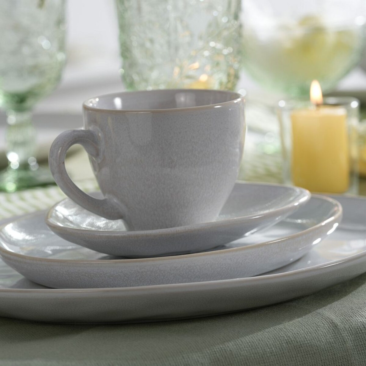 VILLA ITALIA Filiżanka do kawy ze spodkiem 220 ml kamionkowa NORDEN