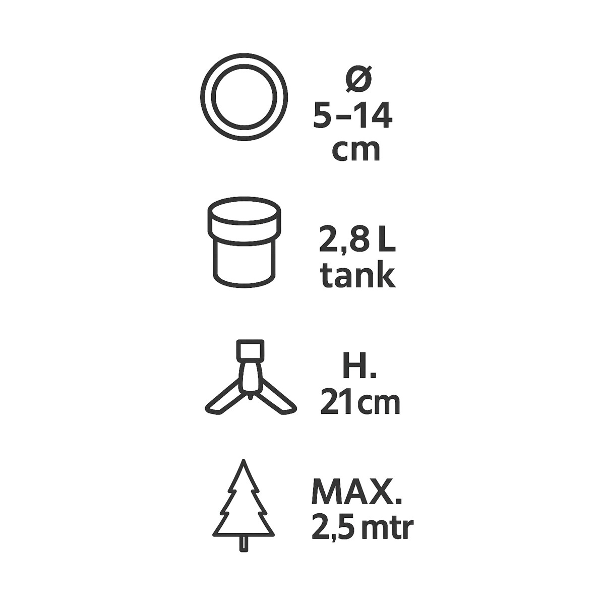 Metalowy stojak na choinkę z pojemnikiem na wodę 2,8 L