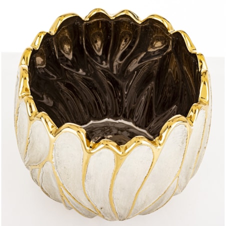 Osłonka cementowa 19x21x21 cm TULIPANO biało-złota