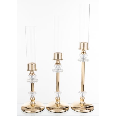 Świeczniki metalowe 3 szt. 50/45/40x11 cm CANDELIER złote