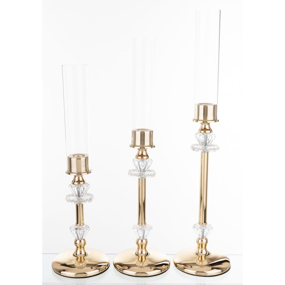 Świeczniki metalowe 3 szt. 50/45/40x11 cm CANDELIER złote