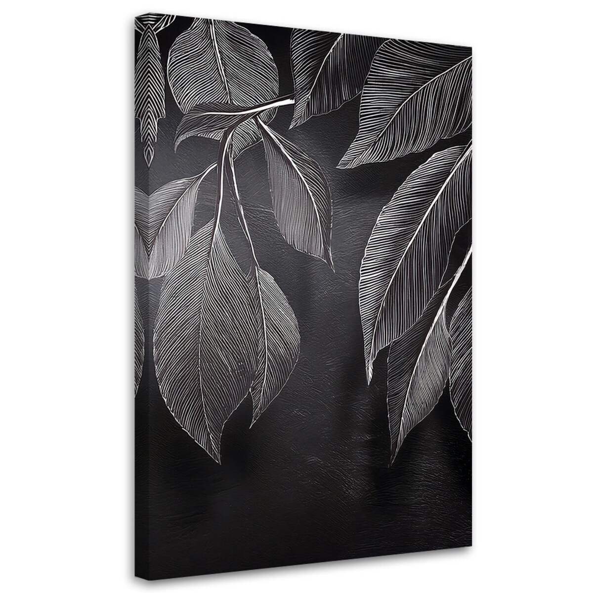 Obraz na płótnie do salonu pokoju dziennego Minimalistyczne Liście Rośliny Czarno Biały 70x100