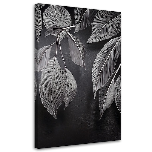 Obraz na płótnie do salonu pokoju dziennego Minimalistyczne Liście Rośliny Czarno Biały 70x100