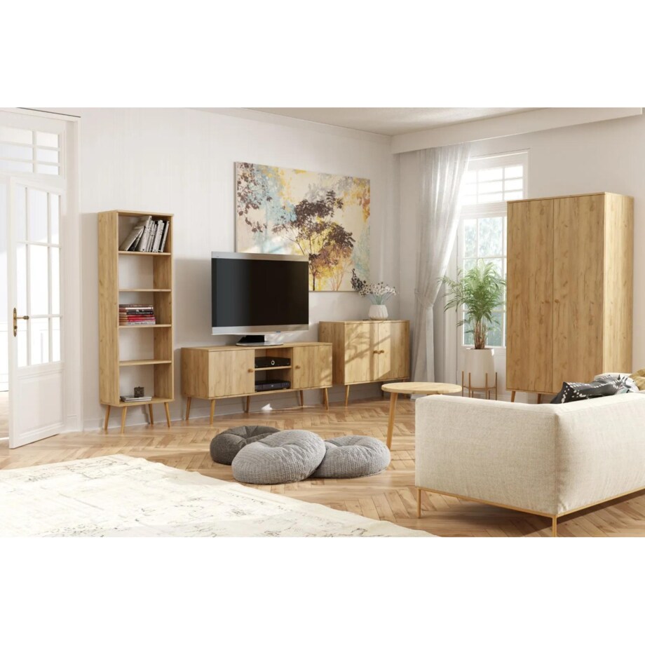 Szafa LEBEL z półkami 87cm dąb craft złoty