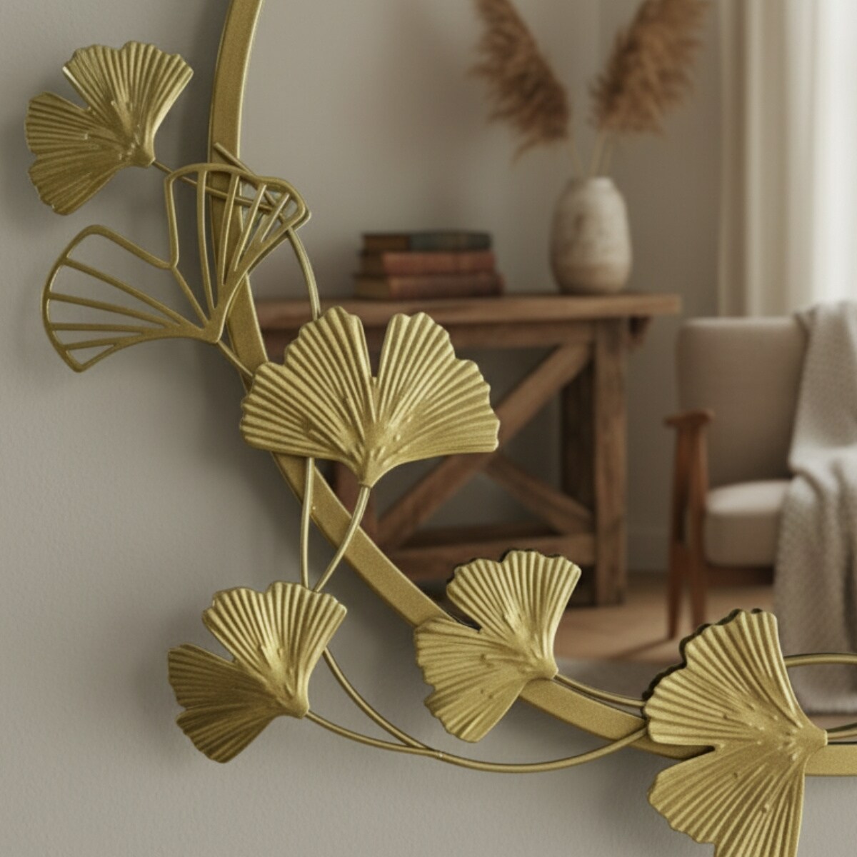 Okrągłe lustro ścienne z ozdobną ramą SOL, Ø 50 cm